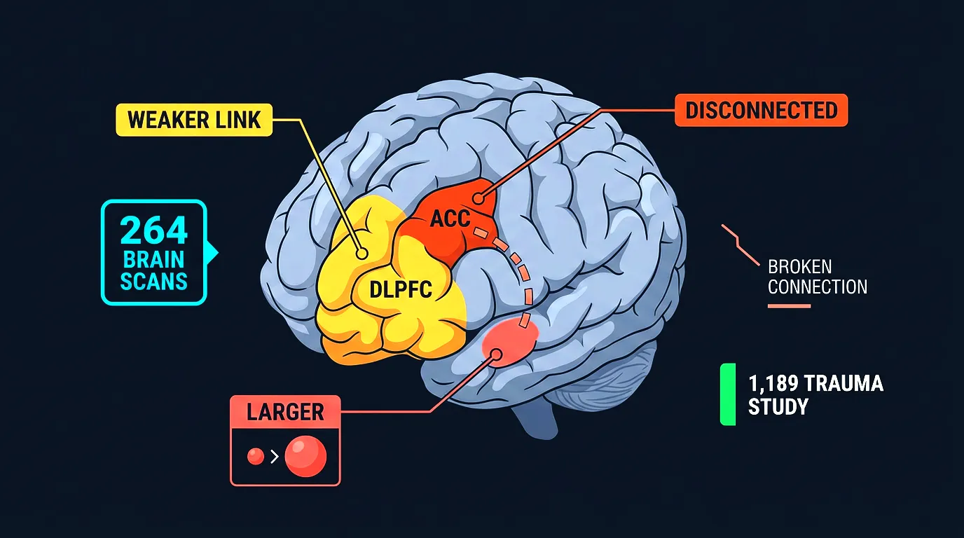 Brain anatomy of procrastination showing amygdala and DLPFC connections