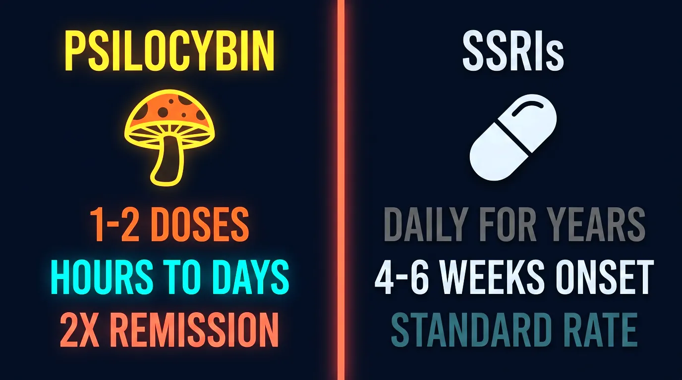 Comparison of psilocybin therapy versus traditional SSRI antidepressants