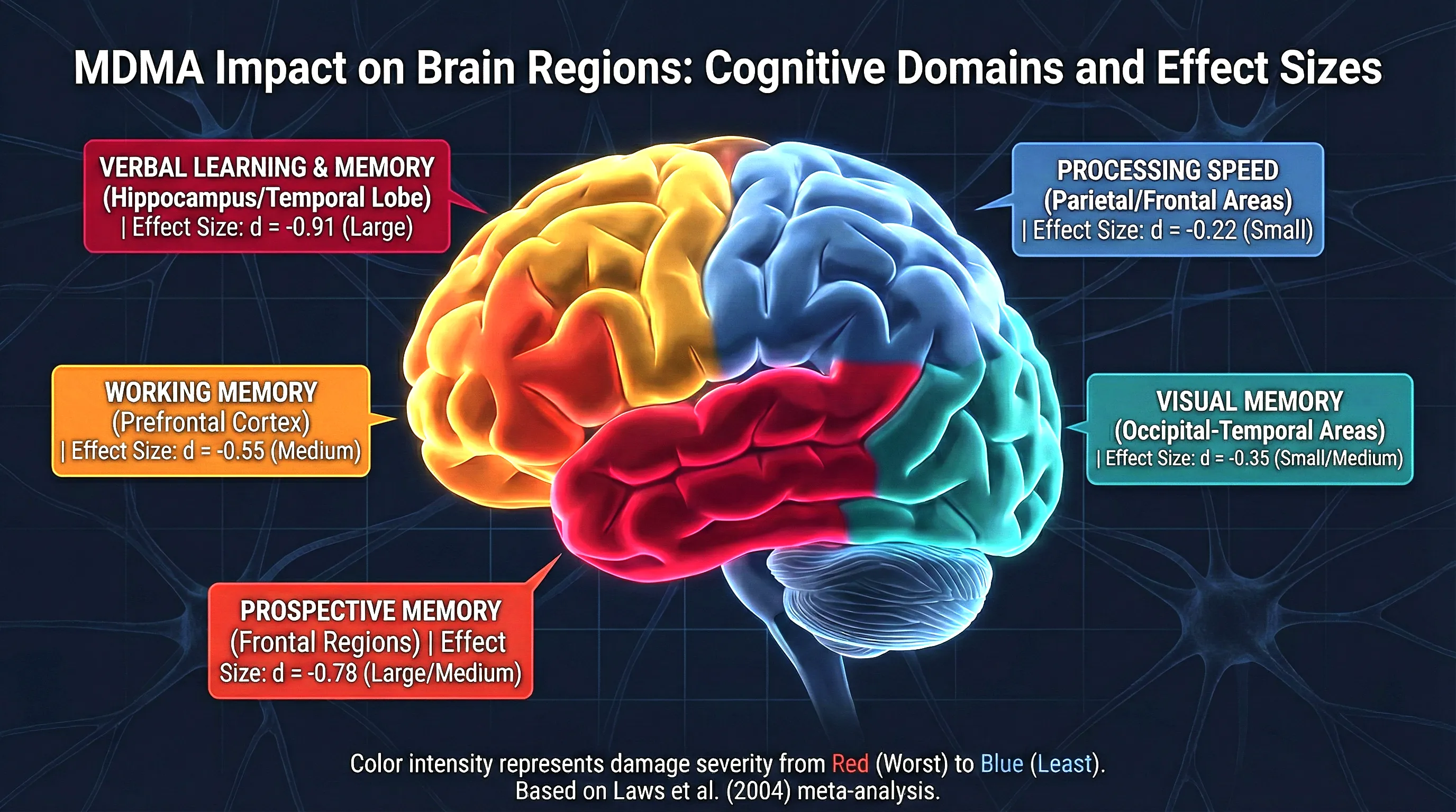 Cognitive domains affected by MDMA use
