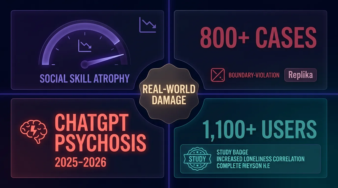 Warning signs of AI companion dependency displayed as clinical indicators