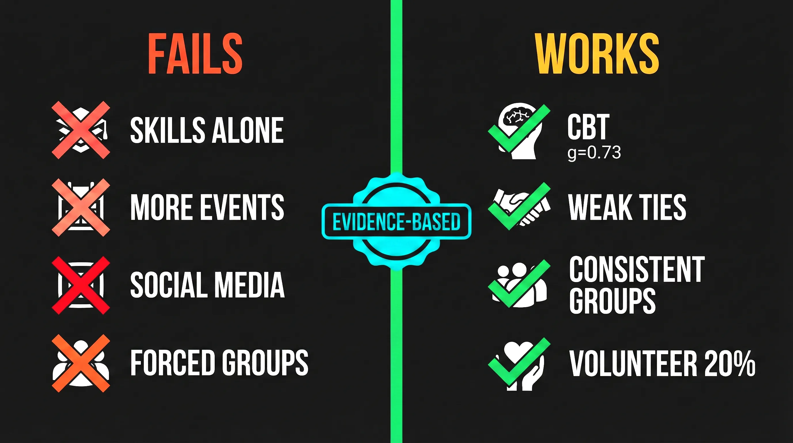 Evidence-based interventions for loneliness ranked by effectiveness